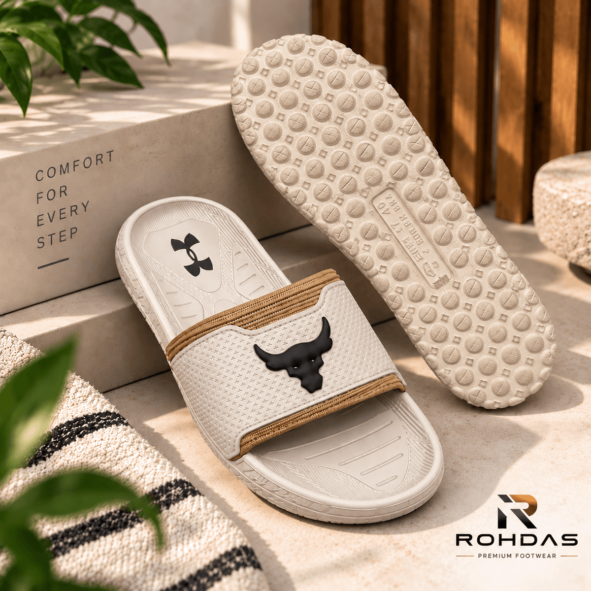Rohdas Trending Skin Bull Slides – Men's Premium Comfort Slip-On Sandals