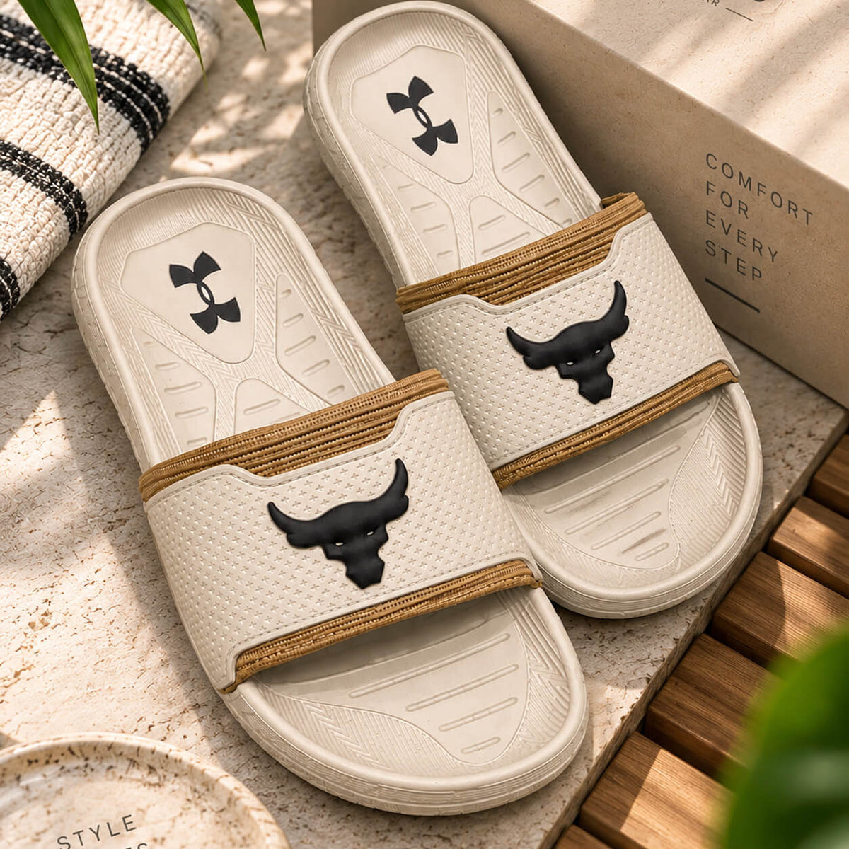 Rohdas Trending Skin Bull Slides – Men's Premium Comfort Slip-On Sandals